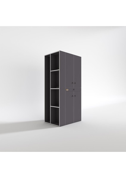 Kenzlife çamaşır-kurutma makinesi dolabı ahi evran sol gri 187*090*60 çekmeceli banyo modelleri