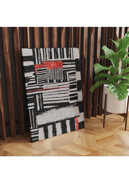 Kanvas Tablo Geometrik Ve Soyut Temalı Siyah Beyaz Kırmızı 44