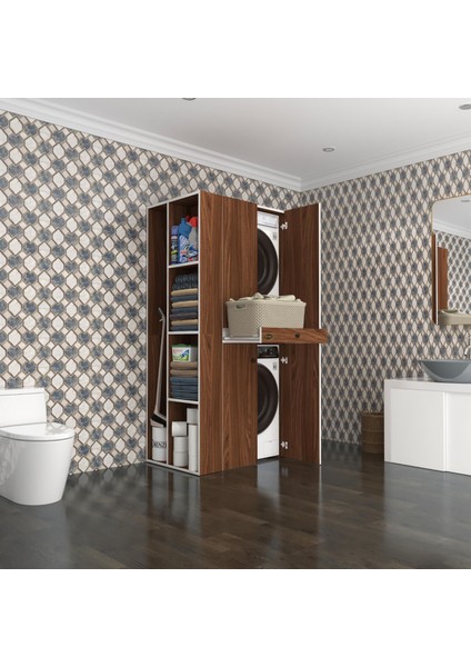 Kenzlife çamaşır-kurutma makinesi dolabı ahi evran sol cvz 187*090*60 çekmeceli banyo