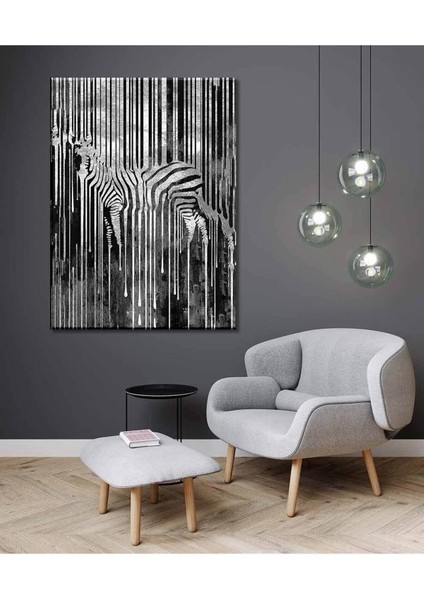 Gümüş Zebra Dekoratif Kanvas Tablo