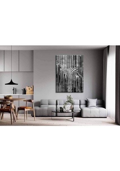 Gümüş Zebra Dekoratif Kanvas Tablo modelleri