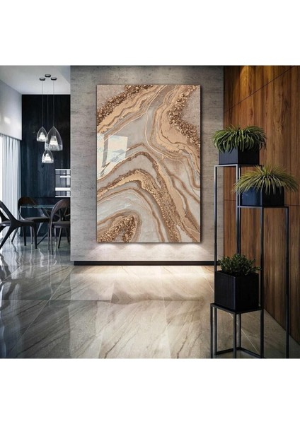 Soyut Gold Abstract Kanvas Tablo