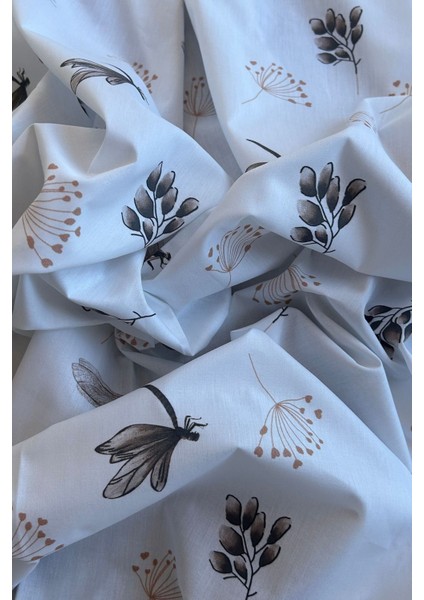 Yusufcuk ve Çiçek Desenli Pamuk Poplin Kumaş / Dry 169