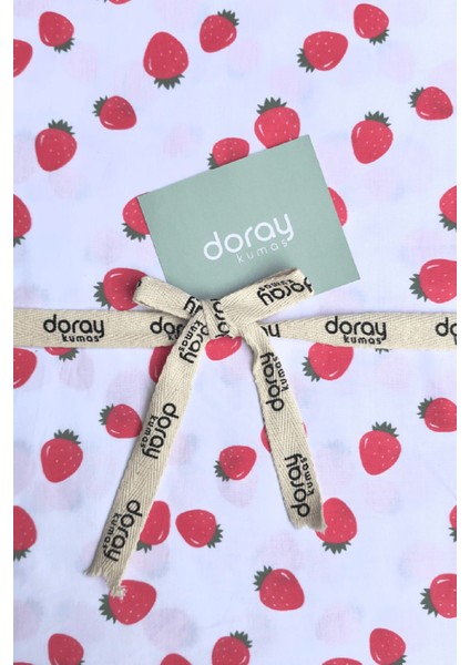 Çilek Desenli Pamuk Poplin Kumaş / Dry - 80