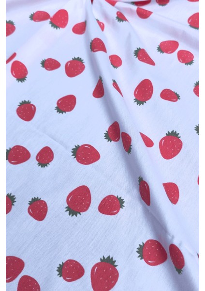 Çilek Desenli Pamuk Poplin Kumaş / Dry - 80