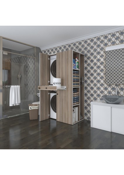 Kenzlife çamaşır-kurutma makinesi dolabı ahi evran sağ crd 187*090*60 çekmeceli banyo