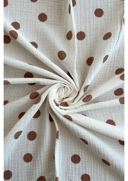 Büyük Puantiye Desenli Çift Kat Pamuk Müslin Kumaş / Dry 158