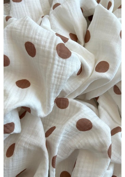 Büyük Puantiye Desenli Çift Kat Pamuk Müslin Kumaş / Dry 158 fiyatları