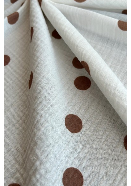 Büyük Puantiye Desenli Çift Kat Pamuk Müslin Kumaş / Dry 158 fırsatları