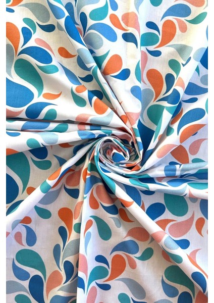 Soyut Desenli Pamuk Poplin Kumaş / Dry - 24