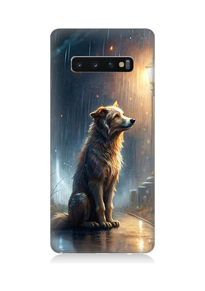 Samsung Galaxy S10 Plus Uyumlu Yağmurlu Sokak Desenli Silikon Kılıf