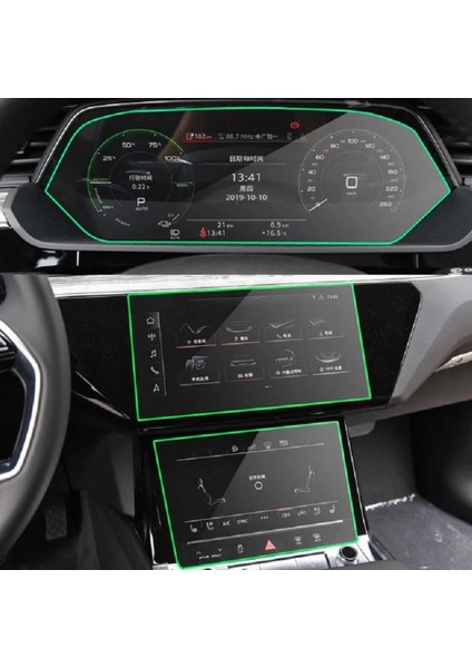 Audi Q8 2020-2023 Gösterge ve Multimedya Çift Ekran Koruyucu Navigasyon 9h Nano Ekran Koruyucu