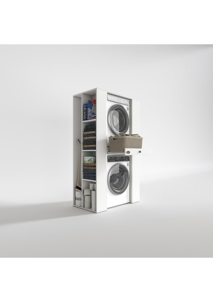 Kenzlife çamaşır-kurutma makinesi dolabı umaremdf byz 187*110*60 çekmeceli raflı % 100 FULL MDF fiyatları