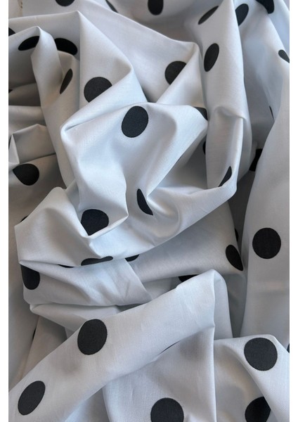 Büyük Puantiye Desenli Pamuk Poplin Kumaş / Dry 158