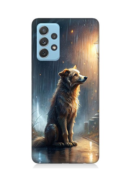 Samsung Galaxy A52 Uyumlu Yağmurlu Sokak Desenli Silikon Kılıf