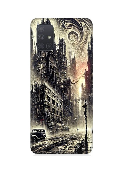 Samsung Galaxy A71 Uyumlu Gotik Şehir Desenli Silikon Kılıf