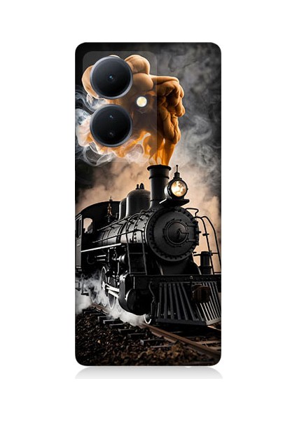 Vivo V29 Lite Uyumlu Kara Tren Desenli Silikon Kılıf