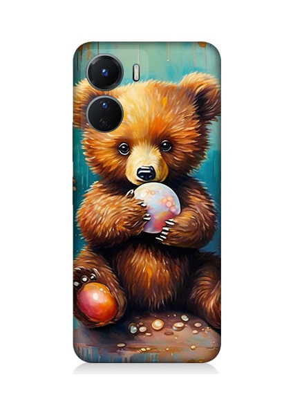 Vivo V16 Uyumlu Ayıcık ve Top Desenli Silikon Kılıf