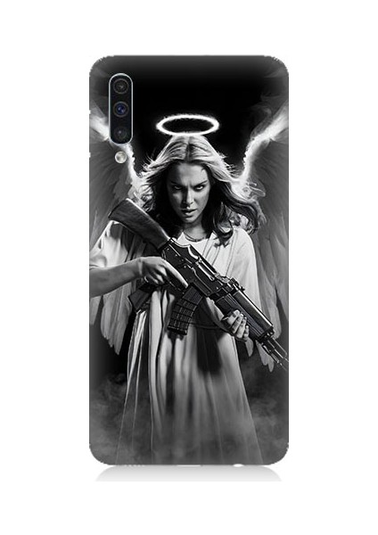 Samsung Galaxy A50 Uyumlu Silahlı Melek Desenli Silikon Kılıf
