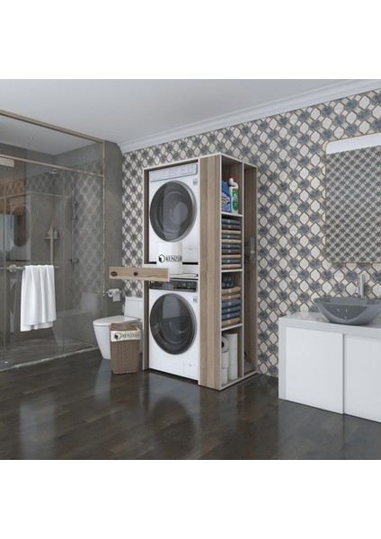 Kenzlife çamaşır-kurutma makinesi dolabı bacce sağ crd 187*090*60 çekmeceli banyo