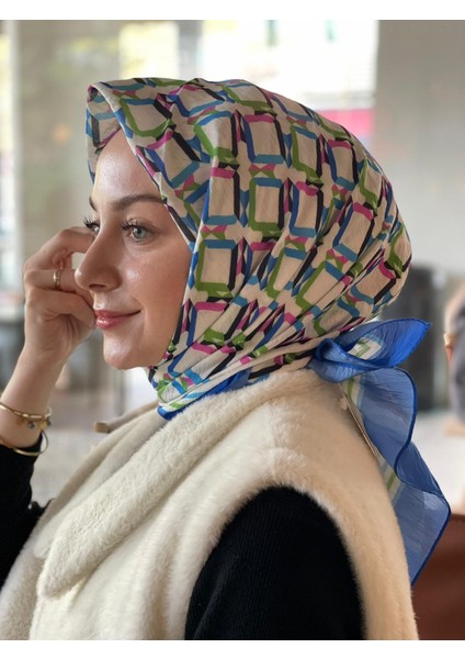 Indigo Loryan Scarf Diamond Plaid Pamuk Eşarp
