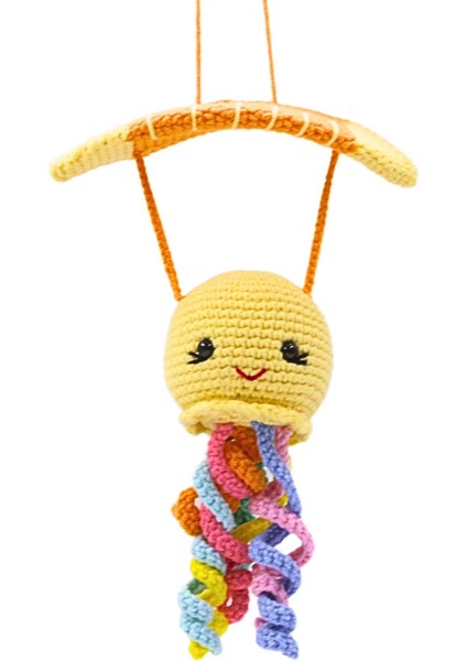 Amigurumi Paraşütlü Ahtapot Araba Süsü