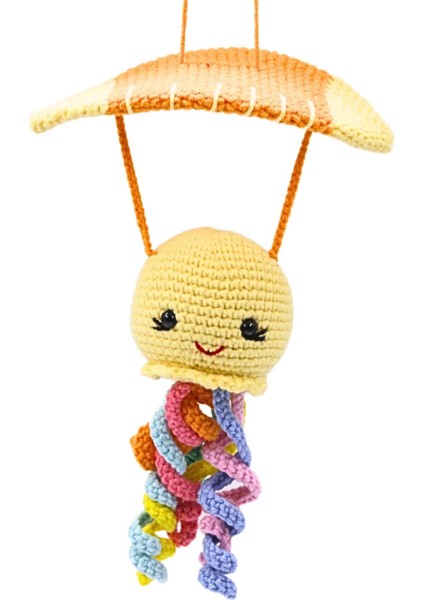 Amigurumi Paraşütlü Ahtapot Araba Süsü