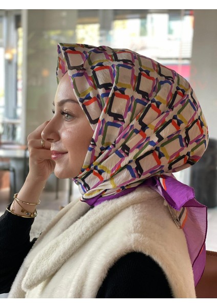 Fıstık Yeşili Loryan Scarf Diamond Plaid Pamuk Eşarp