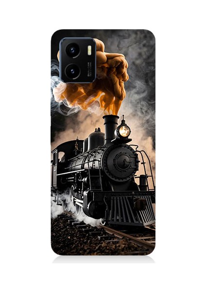 Vivo Y15S Uyumlu Kara Tren Desenli Silikon Kılıf
