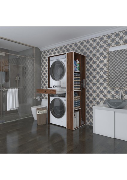Kenzlife çamaşır-kurutma makinesi dolabı bacce sağ cvz 187*090*60 çekmeceli banyo