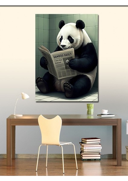 Kanvas Tablo Gazete Okuyan Panda