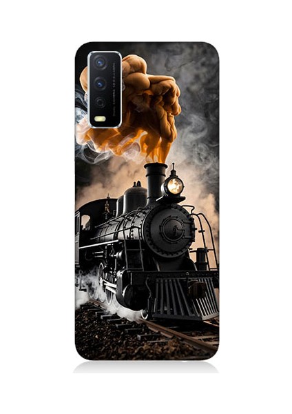 Vivo Y20S Uyumlu Kara Tren Desenli Silikon Kılıf