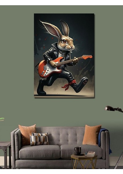 Kanvas Tablo Gitar Çalan Tavşan modelleri