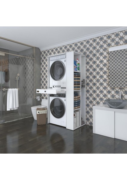 Kenzlife çamaşır-kurutma makinesi dolabı bacce sağ byz 187*090*60 çekmeceli banyo