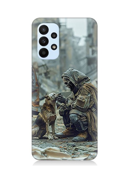 Samsung Galaxy A53 Uyumlu Köpek ve Adam Desenli Silikon Kılıf