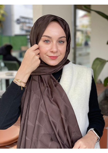 Koyu Kahve Loryan Scarf Floş Jakar Cupra Şal