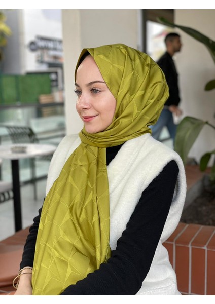 Fıstık Yeşili Loryan Scarf Floş Jakar Cupra Şal