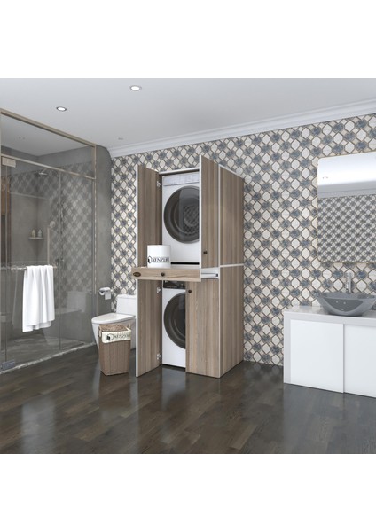 Kenzlife çamaşır-kurutma makinesi dolabı el kindi crd 187*070*60 çekmeceli kapaklı banyo