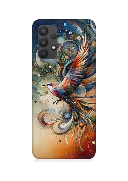 Samsung Galaxy A32 Uyumlu Renkli Kuş Desenli Silikon Kılıf