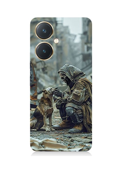Vivo Y27 Uyumlu Köpek ve Adam Desenli Silikon Kılıf