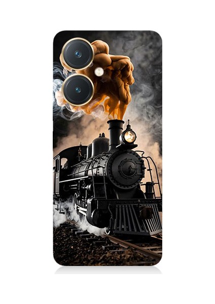 Vivo Y27 Uyumlu Kara Tren Desenli Silikon Kılıf