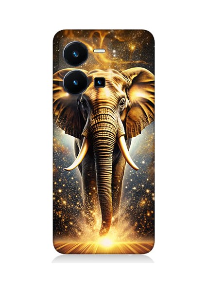 Vivo Y35 Uyumlu Altın Fil Desenli Silikon Kılıf