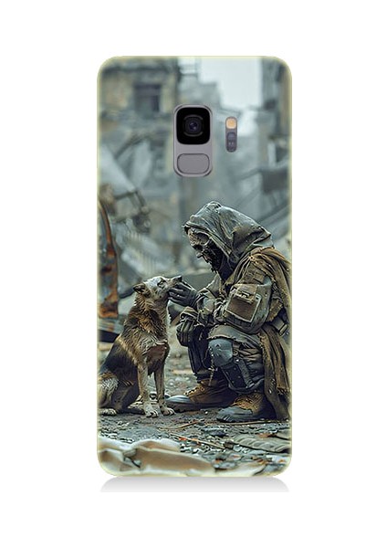 Samsung Galaxy S9 Uyumlu Köpek ve Adam Desenli Silikon Kılıf