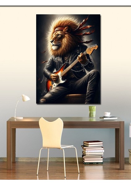 Kanvas Tablo Gitar Çalan Aslan