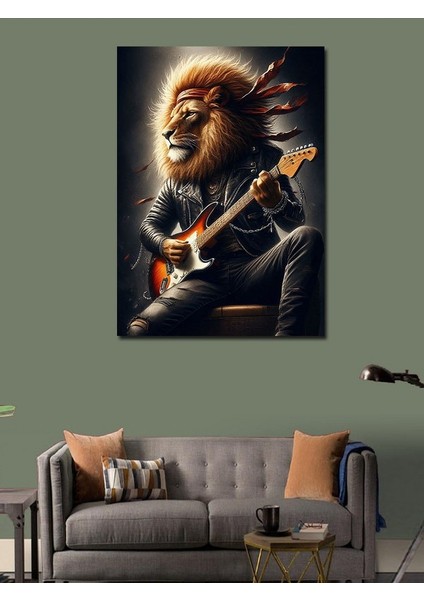 Kanvas Tablo Gitar Çalan Aslan