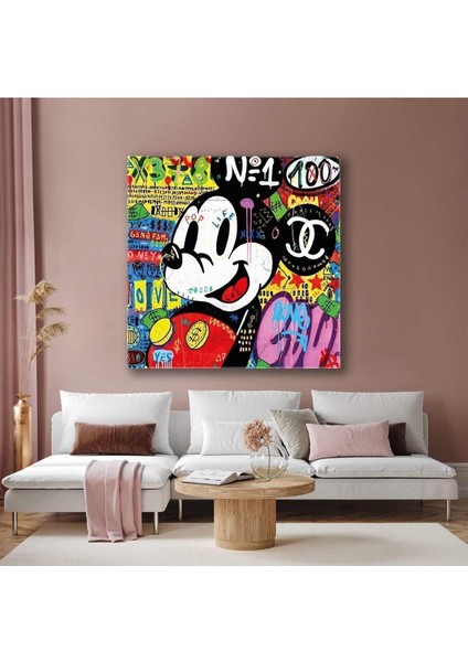 Mickie Mouse Grafitti Sokak Sanatı Sevimli Fare Dikey Kanvas Tablo