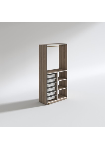 Kenzlife Giysi Dolabı Yalın Crd 180*090*30 Kapaksız Arkalıksız 6 Sepetli