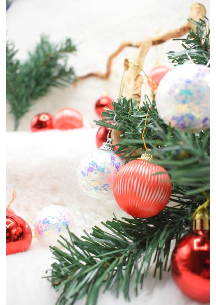 Premium Collection 20lı Kırmızı Beyaz Yılbaşı Süs fiyatları