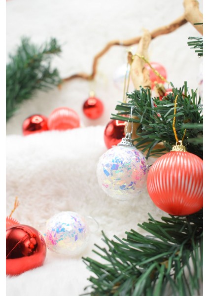 Premium Collection 20lı Kırmızı Beyaz Yılbaşı Süs modelleri