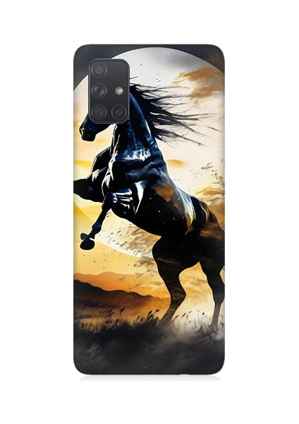 Samsung Galaxy A71 Uyumlu Şaha Kalkmış At Desenli Silikon Kılıf